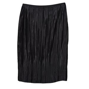 Dalia Crystal Pleats Skirt Size Medium Black Lined Elastic Waist Midi length